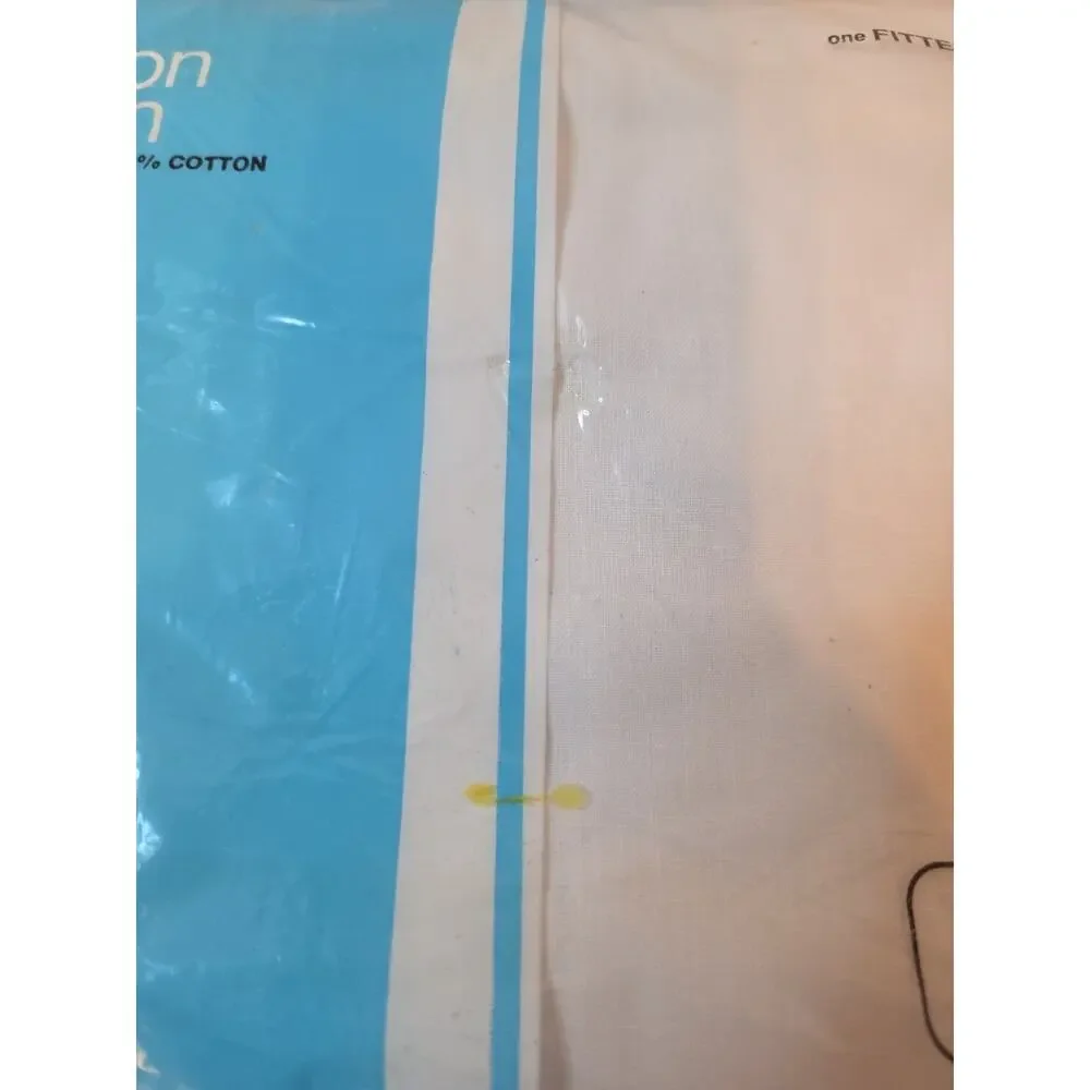 2x Vintage No Iron Muslin Fitted Sheet Double Bed White JCPenney Poly Cotton NEW